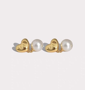 Diseño explosivo <span class=keywords><strong>y</strong></span> exclusivo, <span class=keywords><strong>pendientes</strong></span> <span class=keywords><strong>de</strong></span> lujo con colgante <span class=keywords><strong>de</strong></span> corazón <span class=keywords><strong>y</strong></span> perla, chapados en oro, para mujer, joyería personalizada. - Product Image 4