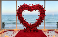 Arche florale rouge, rose et blanche 2M*2M, arche de fleurs artificielle en forme de cœur pour une demande en mariage romantique, décoration de fond