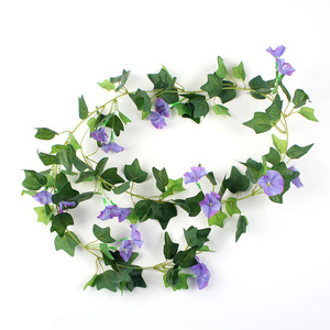 Vigne artificielle de fleurs décoratives en plastique et soie, feuilles jaunes et vertes, pour décoration murale intérieure - Product Image 3