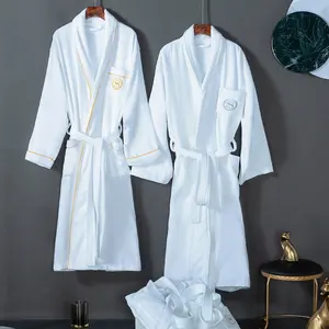 China Factory Wholesale Hotel Bathrobe Custom Logo Terry Cloth 100% Cotton Bath Robe Spa