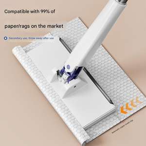 Vadrouille de nettoyage de sol à serrage automatique Lingettes remplaçables Recharge de serviettes Chiffon non tissé Tissu humide Essuie-glace de fenêtre Vadrouille plate jetable - Product Image 5