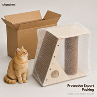 Griffoir pour chat en bois avec plateforme supérieure, structure en contreplaqué massif, colonne de griffage verticale pour chats d'intérieur