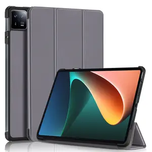 NET-CASE Venda Quente Trifold Stand Tablet Case Para Xiaomi Pad 6 / 6 Pro Customizável Cor Sólida Shell Protetora