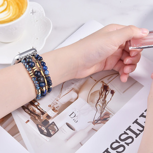 Bracelets perlés en pierre compatibles avec les bracelets <span class=keywords><strong>Apple</strong></span> <span class=keywords><strong>Watch</strong></span> 38mm 40mm 41mm 42mm 44mm 45mm Femmes Filles pour la série de bracelets IWatch - Product Image 4