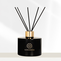 Vide 200ml Rond Plat Forme Noir Diffuseur Conteneurs Reed Diffuseur Parfum Bouteille En Verre