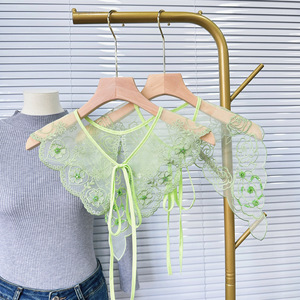 Apliques en forma de corazón de Color personalizado a la moda, cuentas de Organza, <span class=keywords><strong>Collar</strong></span> desmontable, <span class=keywords><strong>Collar</strong></span> de encaje bordado verde - Product Image 6