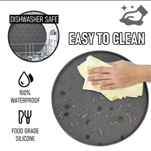 Tapis d'alimentation rond en silicone <span class=keywords><strong>de</strong></span> qualité alimentaire et écologique pour petits animaux, avec motif d'empreinte unique - Product Image 3