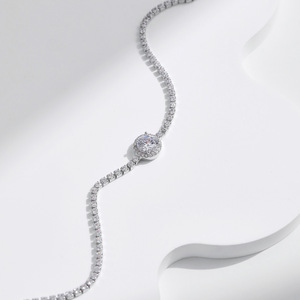 S925 Sterling <b>Silver</b> Halo Surrounded Stone Thin Tennis <b>Bracelet</b> 2026 Luxury Hot <b>Adjustable</b> Women Commute Versatile Wrist Jewelry - Product Image 3