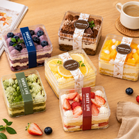 Conteneurs en plastique transparent carrés en PS recyclé de qualité alimentaire pour l'emballage de salades, gâteaux, bonbons et desserts - Vente en gros d'usine