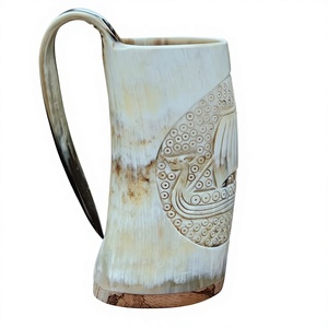 Mug en corne naturelle fait main, tasse à boire traditionnelle, mug de style viking rustique pour cadeaux et décoration, sculpté à la main en corne de buffle - Product Image 3