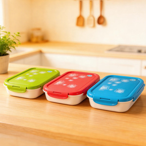 4 Compartment Sealed Plastic <b>Lunch</b> <b>Box</b> Rectangle With Snap Lock Lid For Students And Gifts - Product Image 3