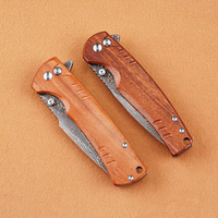 Couteau pliant Damas Premium avec lame en acier VG10, manche en bois de rose africain, roulement à billes, couteau de poche pour collection EDC