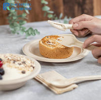 36 Ensembles de Couverts Jetables Écologiques Biodégradables Compostables en Bagasse, Style Simple, Blanc, Couteau Fourchette Cuillère en Papier Comestible