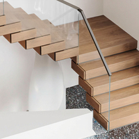 Marches d'escalier modernes en bois massif à monter soi-même, marches modulaires flottantes avec garde-corps pour projets résidentiels et commerciaux