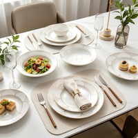 Service de table en porcelaine dorée marocaine gris or, écologique, durable, de luxe, en céramique, pour mariages, style méditerranéen