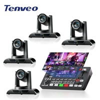 Cámara PTZ Tenveo VHD630A 30X 1080P NDI y Mezclador de Video PC500 con Pantalla de 5.5 Pulgadas, 4 Puertos HDMI + 4 Puertos SDI, Sistema de Conferencia