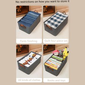 Large Capacity Washable Cotton Linen Storage Box <b>Foldable</b> Rectangular Fabric Clothes <b>Basket</b> - Product Image 5