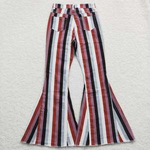 NO Tariffs Contact Us P0152 RTS <strong>Women</strong> Clothing 2025 Fashion Bell Bottoms Denim <strong>Jeans</strong> Dark <strong>Red</strong> Stripe Pants High Quality Clothes - Product Image 6
