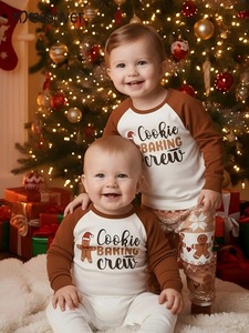Conjunto de <span class=keywords><strong>Pijamas</strong></span> Familiares de Jengibre Navideños Personalizados, Ropa de Dormir Tipo Raglán para Niños, Adultos y Bebés, <span class=keywords><strong>Pijamas</strong></span> a Juego, Dropshipping - Product Image 4