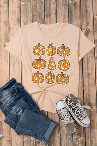 Dear-Lover Vente en gros <span class=keywords><strong>Halloween</strong></span> Femmes Kaki Floral Citrouille Imprimer <span class=keywords><strong>T</strong></span>-<span class=keywords><strong>shirt</strong></span> décontracté - Product Image 2