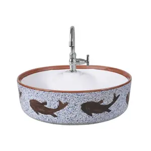 新设计中国圆形洗手洗手池盥洗室橱柜桌面陶瓷盆Lavabo水槽浴室卫浴洁具出售