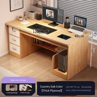 Bureau d'ordinateur moderne en bois massif assemblé pour chambre et usage domestique, idéal pour l'écriture et l'étude des étudiants, avec tiroir verrouillable