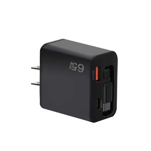 Cargador de pared de doble puerto GaN de 65W con cable retráctil de USB-C, adaptador de viaje de carga rápida PD 3,0 QC3.0 para tableta de teléfono móvil - Product Image 2