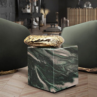 Table d'appoint moderne de luxe en marbre pour salon, table d'appoint haut de gamme en acier inoxydable pour villa, résidence et salle à manger