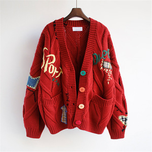 Maglione Casual autunno Cardigan da <span class=keywords><strong>donna</strong></span> con Design Jacquard maglia invernale con Logo frontale per ragazze <span class=keywords><strong>maglieria</strong></span> da <span class=keywords><strong>donna</strong></span> all'ingrosso - Product Image 3