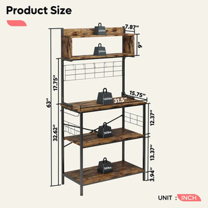 Cross-border American country <b>kitchen</b> bread maker <b>rack</b> with storage shelves, microwave <b>rack</b> with cocktail <b>rack</b> - Product Image 4