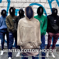 Sweat à capuche vintage personnalisé avec logo, effet usé, sans cordons, coupe ample, en molleton 100% coton, unisexe, motif uni, pour l'hiver