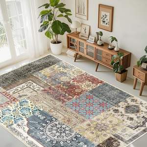 Alfombra de entrada geométrica abstracta de terciopelo cristalino, rectangular, de fibra de poliéster para interiores, fácil de limpiar, 1 unidad - Product Image 3