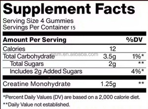 Gummies de créatine sans sucre 5000mg – Complément pré-entraînement à la créatine monohydrate <span class=keywords><strong>pour</strong></span> booster l'énergie et la croissance musculaire – 2 gummies par dose – Santé - Product Image 6