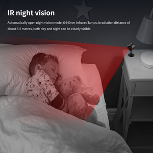 Caméra de sécurité <span class=keywords><strong>WiFi</strong></span>, capteur CMOS, 1080p HD, vision nocturne, détection de mouvement, alarme personnalisée, prise en charge de la lecture vidéo, objectif grand angle - Product Image 6