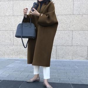 Manteau de tempérament Long de Style littéraire, veste droite de couleur unie à la mode, automne et hiver, vente en gros, <span class=keywords><strong>2022</strong></span> - Product Image 4