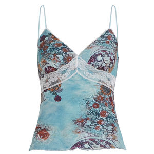 Top Corto con Estampado Floral Vintage Y2K para Mujer, Camisola Sexy Ajustada con Contraste de Color, Ropa Urbana de Verano al por Mayor - Product Image 6