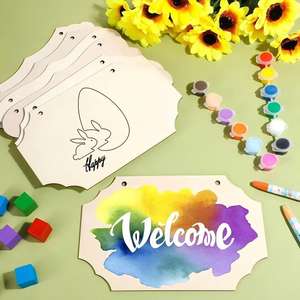 แผ่นไม้เปล่าสำหรับงานฝีมือ ป้ายไม้แขวน ผลิตในจีน อุปกรณ์งานฝีมือทำมือ - Product Image 3