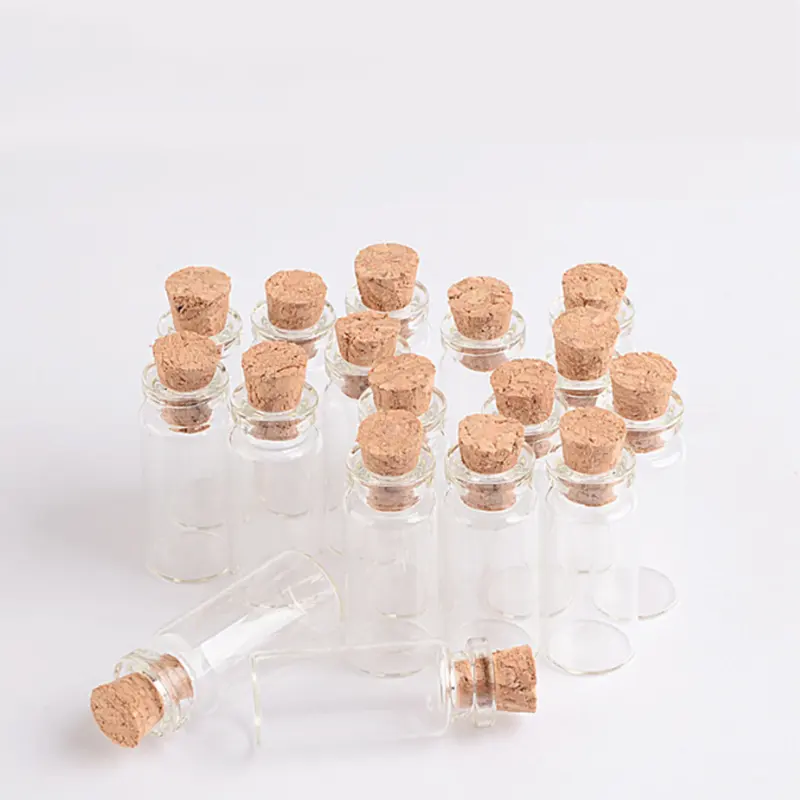 0.5ml 1ml 2ml 3ml 5ml Clear Cork Stoppers DIY Decoration Mini Cork Message Vial For Decoration