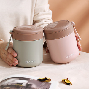 Delicious Stainless Steel Lunch Box 500Ml Leak Proof With Spoon For Students Office Use Solid Color Design - Product Image 5