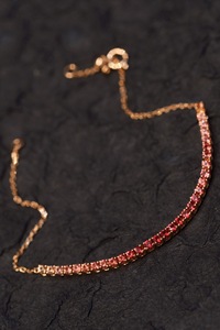 Bracelet et bague de mariage pour femme Xinfly en or massif 18 carats avec saphir Padparadscha naturel taille brillant rond - Product Image 4