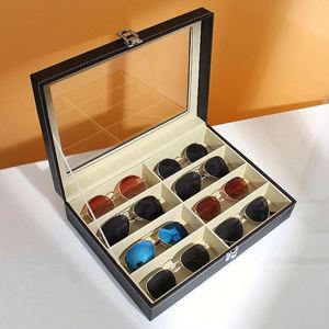 Fashion Portable 8 Grid Slots Black Sunglasses <b>Glasses</b> Box PU Leather Sun <b>Glasses</b> <b>Case</b> Displayon - Product Image 4