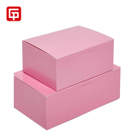Boîte en carton de boulangerie moderne rose mat stratification pliante pour grignoter beignet pâtisserie emballage alimentaire finition brillante