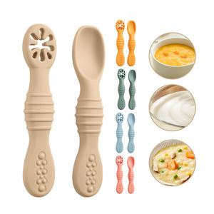 Ensemble de cuillères d'alimentation pour bébé en silicone de qualité alimentaire pour tout-petits, sans BPA, cuillère d'apprentissage pour nourrissons, lavable au lave-vaisselle, écologique, douce - Product Image 3