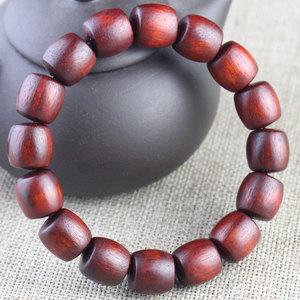 Pulsera de Sándalo Sangriento de Zambia con Cuentas de Barril de 13mm, Joyería Étnica Unisex para Uso Diario, Cuentas Budistas Coleccionables - Product Image 1