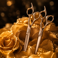 CK007 SET Paire de ciseaux de coiffeur professionnels en or rose Kit de ciseaux de coupe de cheveux en acier inoxydable Poignée ergonomique-Fournitures de salon de coiffure