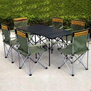 Table pliante d'extérieur en alliage d'aluminium, table de <span class=keywords><strong>camping</strong></span> portable pour pique-nique et repas <span class=keywords><strong>avec</strong></span> chaise - Product Image 5