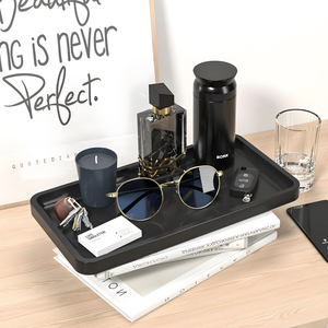 Plateau de réservoir de toilette plateaux de salle de bain noirs plateau de vanité pour la boîte d'organisateur de décor à la maison - Product Image 4