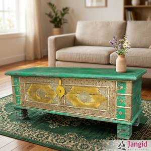 Cajas y Contenedores de Almacenamiento Vintage de Madera de Mango India Envejecida Pintadas a Mano con Detalles de Latón Hechos a Mano para Sala de Estar y Habitaciones de Hotel - Product Image 2