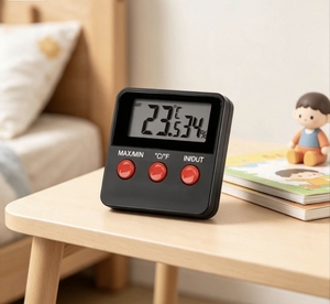 Termômetro Higrômetro Digital de Plástico Durável com Sensor Externo para Monitoramento de Terrários de Répteis, Aquários e Ambientes Pequenos - Product Image 1