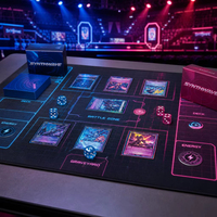 Tapis de jeu double face personnalisé avec zone de cartes et suivi des scores pour tournois de jeux